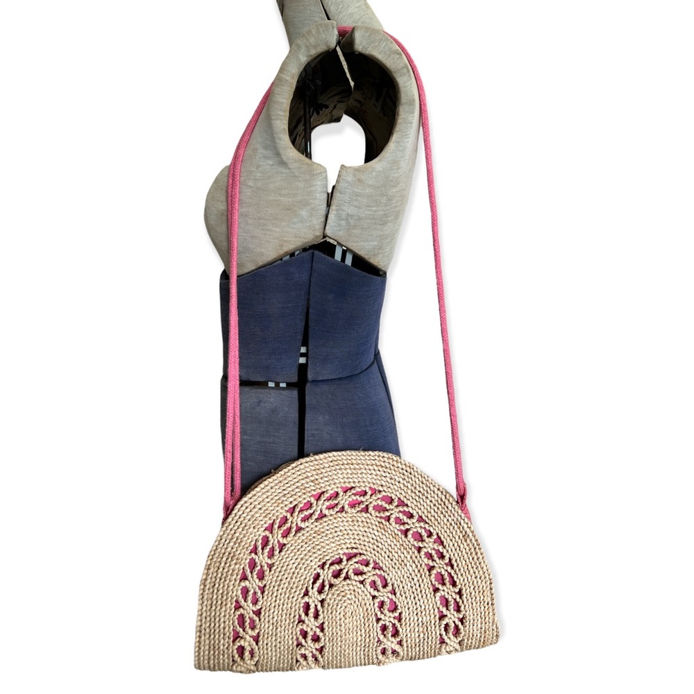 Vintage Boho Woven Rope Half Moon Purse